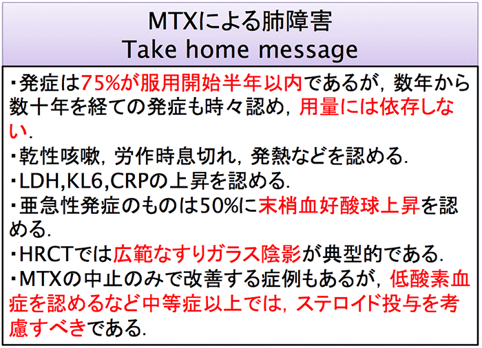 メトトレキサート（Methotrexate : MTX）による肺障害